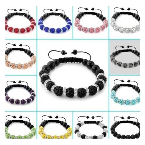 Dr34d can choose color 10mm white black multicolor free shipping Micro Pave Disco bead Bracelet crystal
