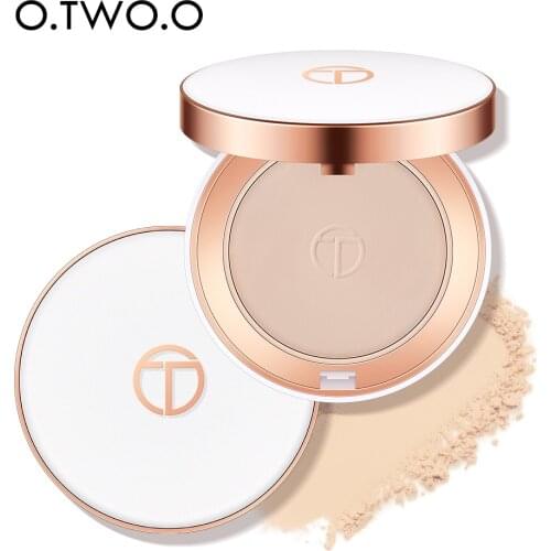 O.TWO.O Face Setting Powder Cushion Compact Powder Oil-Control 3 Colors Matte Smooth Finish Concealer Makeup Pressed Powder