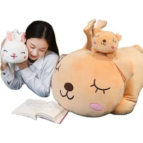 28/55/90 cm brown bear rabbit plush toy software filled doll cartoon animal baby pillow kawaii furniture sofa bed head cushion t