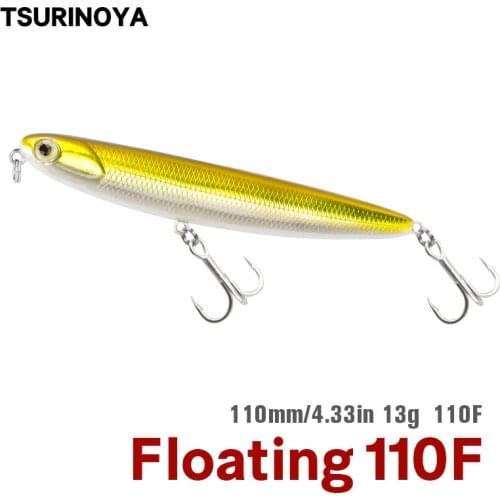TSURINOYA Fishing Lure DW27 Topwater Floating Pencil Lure Hard Bait 110mm 13g Surface Water Z-Pose Minnow Wobblers Swimbait