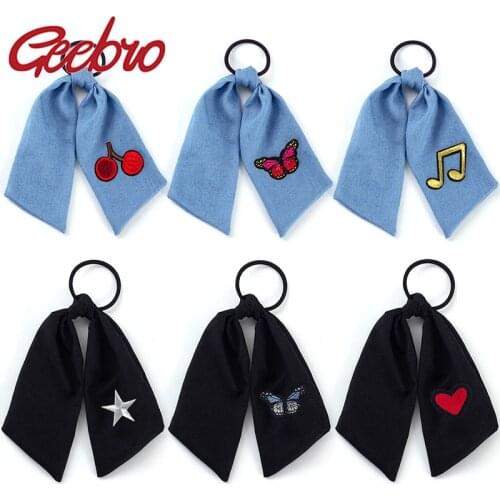 Geebro Popular Children Hair Scrunchie Cartton Partten Hair Rope Girls Elastic Hair Band Ponytail Holder Crown Heart Band