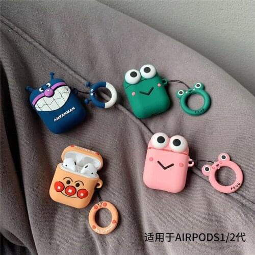 For Airpods 1/2 Cute frog Silicone Cartoon Protective Cover Bluetooth Wireless