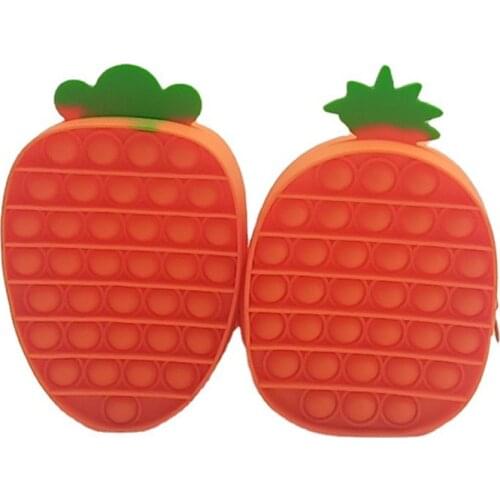 Carrot Pineapple Shape Fidget Bag Push Bubbles Popper Sensory Handbag Fidget Toys