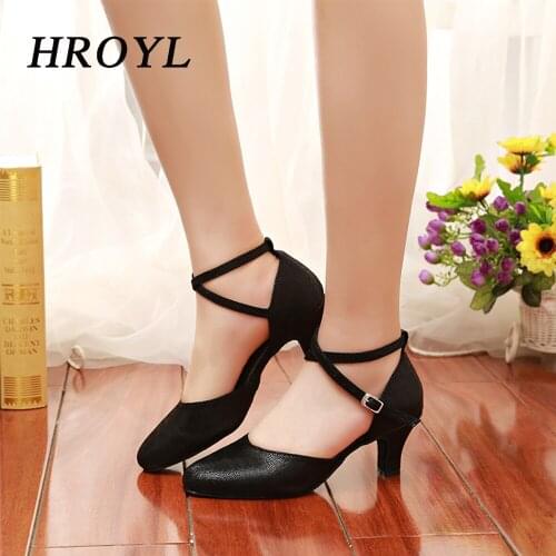 HROYL Ladingwu Latin Dance Shoes For Women Black And Gold African print Salsa Dance Shoes Womens Ballroom Dance Sandal
