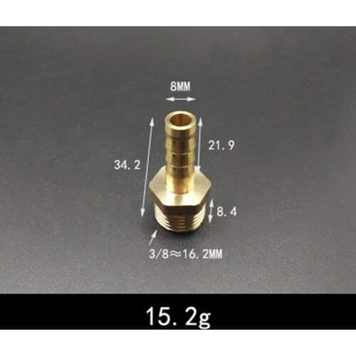 Thicken DN10 3/8" BSP Male x 8mm Hose Barb Tail Brass Coupling Joint Pipe Fitting Water Gas