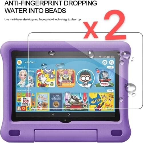 2Pcs Tablet Tempered Glass Screen Protector Cover for Amazon Fire HD 8 Kids 10th Gen 2020 Full Coverage Anti-Shatter Screen