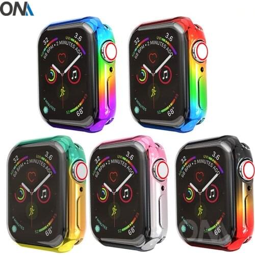 Screen Protector Case for Apple Watch 5 4 3 2 1 40mm 44mm Rainbow Cover for iWatch Series 5 42mm 38mm Protective Bumper Shell