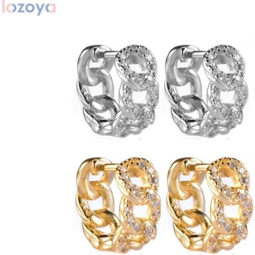 LOZOYA 925 Sterling Silver Circle Piercing Clips Round O Hoops Crystal Women Luxury Zircon CZ Earring 2021 Fashionable Jewelry