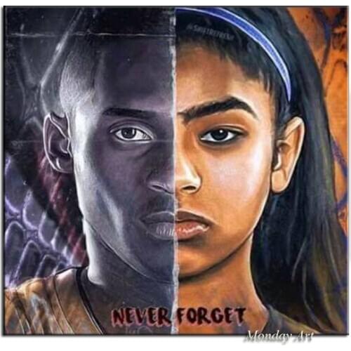 100Kobe Bryant and Gigi Poster The Black Mamba Baskerball Player MVP Super Star Gift Wall Art Decor Painting Poster Canvas