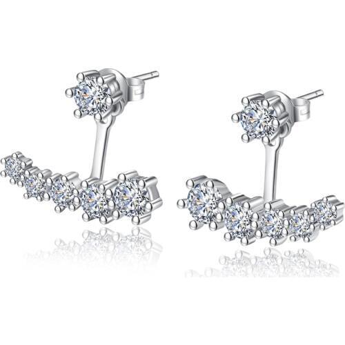 100% 925 Sterling Silver High Quality Shiny Crystal Stud Earrings for Women Wholesale Jewelry Birthday Gift Drop Shipping