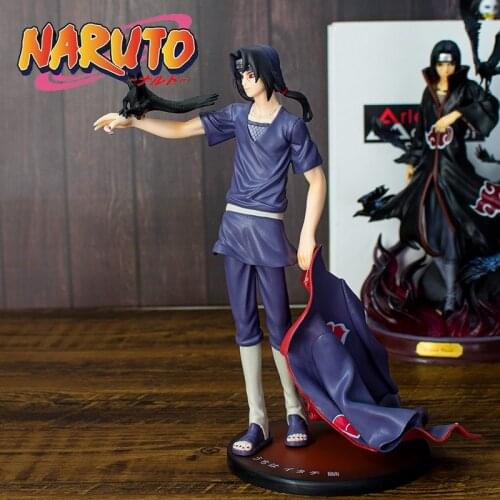 23cm Uchiha Itachi With Crow Gk Models Anime Naruto Akatsuki Dark Itachi Action Figure Toys For Adult Children Gifts Color Boxed
