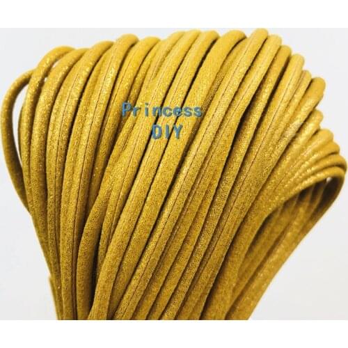 5M/Lot Fashion New Jewelry Making Finding 3mm Yellow Round Cord PU Fiber Leather Rope Strip DIY Bracelet Necklace Choker Craft