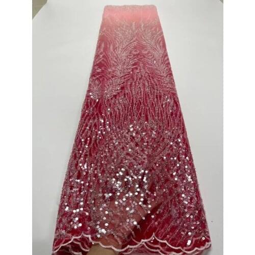 5Yards French Net Lace Fabrics High Quality Tulle Material Latest Sequins Mesh Bride Cloth Tissus Dentelle For Sewing Dress JN18