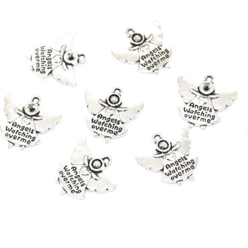 Hot sell 12pcs metal antique silver angel Pendant for Necklace Jewelry