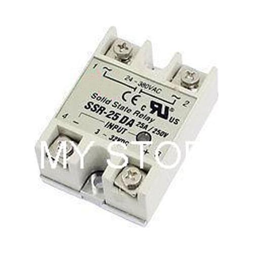 AC 24V-380V Output SSR-25DA DC 3-32V Input Single Phase Solid Module State Relay