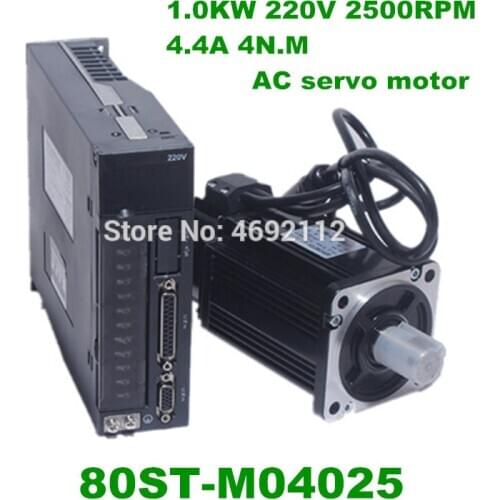 AC servo motor cnc servo kit three phase motors + servo driver 80ST-M04025 1.0KW 2500RPM 4N.M