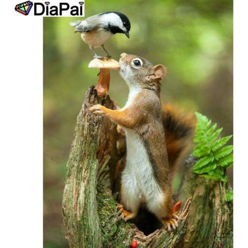 DIAPAI Diamond Painting 5D DIY 100% Full Square/Round Drill "squirrel bird" Diamond Embroidery Cross Stitch 3D Decor A24613