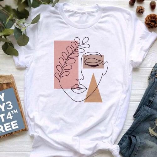 Beautiful Geometry Print T Shirt Women 90s Kawaii Graphic T-shirt Harajuku Top Tee Cute Short Sleeve Animal Casual Female Tshirt