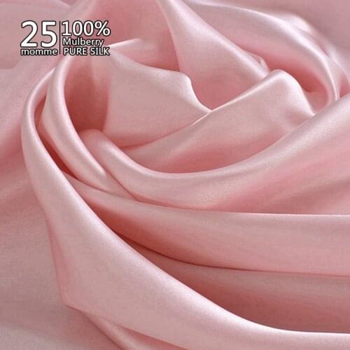 Good Quality Pure Silk Fabric 114cm Plain Dyed 25Momme Mulberry Silk Fabric Super Smooth For Wedding DIY Dress Clothing Bedding