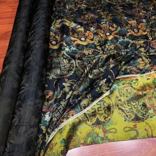 Chinese Loong real silk gambiered Guangdong gauze the watered gauze Satin vintage imperial robe fabric 0.5meter