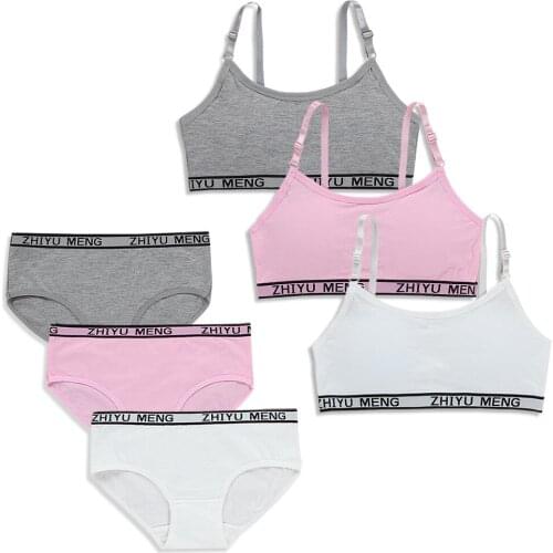 Girl bra set adjustment type inserts no steel ring sling thin belt cotton student high school students 8-16 years old