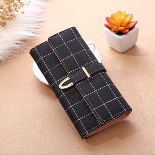 Luxury Brand Women Wallet Purse Plaid PU Leather Long Wallet Hasp Phone Bag Money Coin Purse Pocket Card Holder Female Wallet