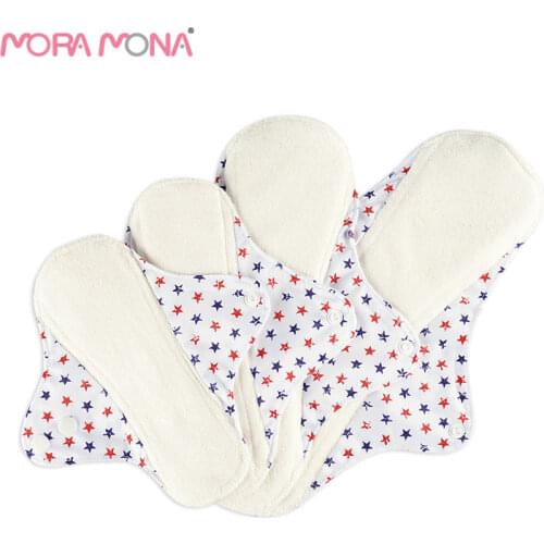 Mora Mona Organic Bamboo Fiber Washable Hygiene Menstrual Pads Reusable Sanitary Pads For Lady