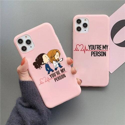 Cartoon cute doctors Greys Anatomy Phone Case Candy Color for iPhone 6 7 8 11 12 s mini pro X XS XR MAX Plus
