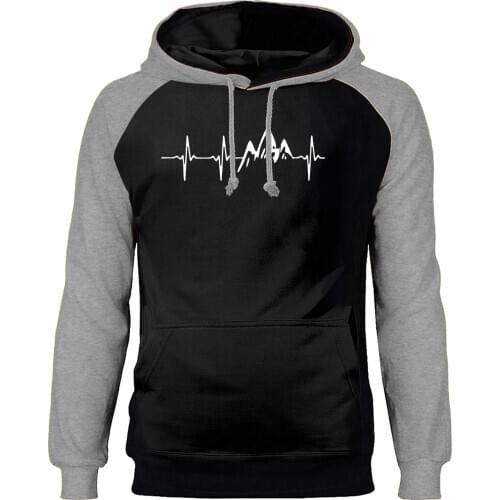 Mountain Heartbeats Hoodies Men House Stark Wolf Raglan Hooded Sweatshirt Winter Autumn Fleece pit a pat Print Cool Streetwear