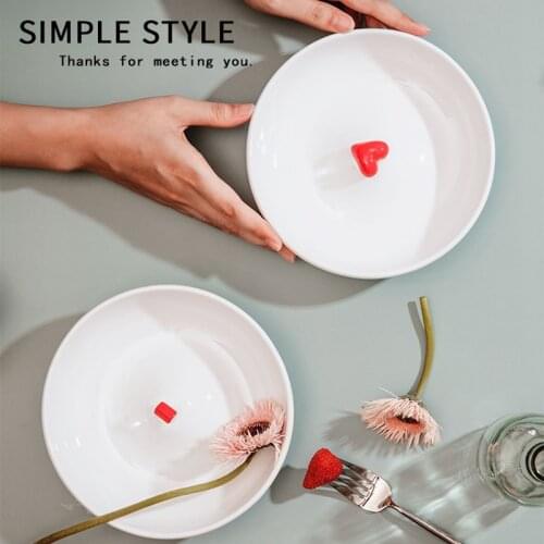 Household Creative Dinner Plates Set Ceramic Childrens Handmade 3D Small House Love Pattern Tableware Snack Salad Plate Gift