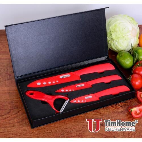 Wholesale Kitchen Knives 3" 4"6" + Peeler Ceramic Knife Set Top Quality Kitchen Knives Set with Gift box