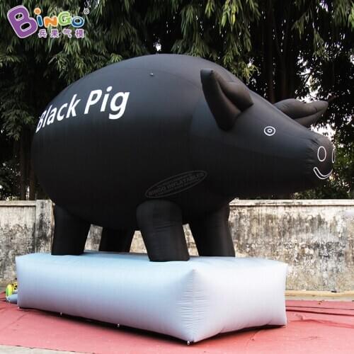 Personalized 6x2.7x4.2 Meters Giant Inflatable Black Pig for Decoration Toys BG-C0407
