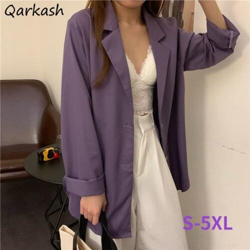 Blazers Women Solid Plus Size S-5XL Classic Loose Basic Spring Casual Elegant High Street Feminine Trendy Popular All-match Soft
