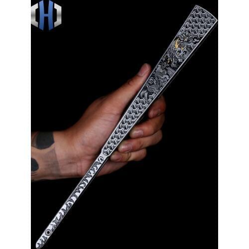 Titanium Folding Fan Fish Dragon Ten Inch Fifteen Square Tai Chi Kung Fu Fan Steel Bone Defense Self-defense Gift