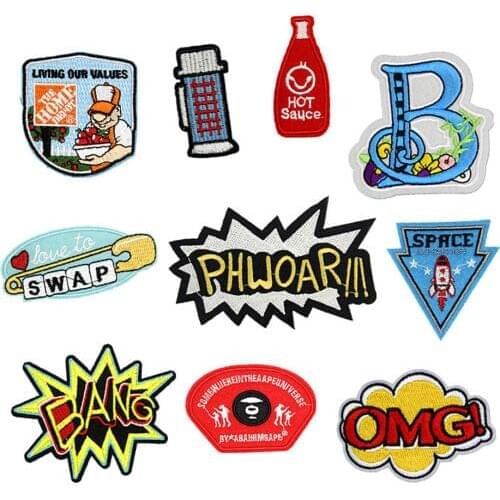 Fabric Embroidered OMG BANG Bear Patch Clothes Stickers Bag Sew Iron On Applique DIY Apparel Sewing Clothing Accessories BU214