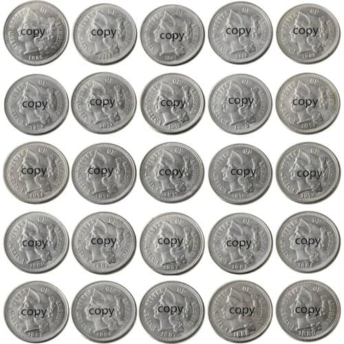 US A set of(1865-1889) 25pcs Three Cent Nickel Copy Coin