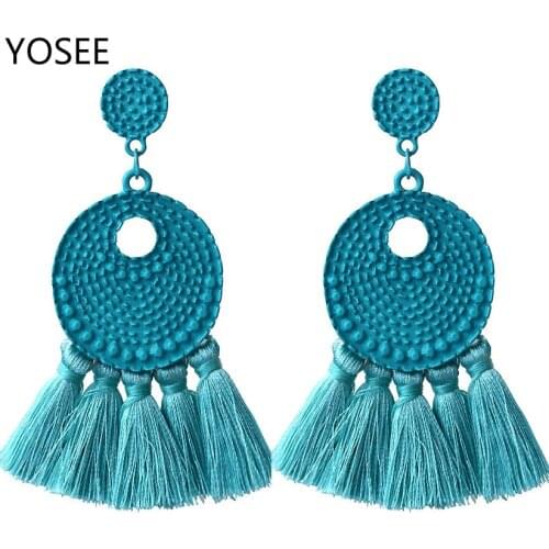 YOSEE Beautiful Bohemian Big Tassel Drop Earrings for Women Fringe Handmade Statement Fashion Women Earring 2019 Jewelry