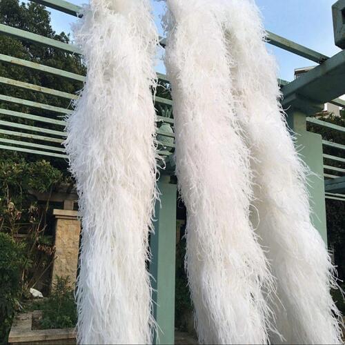 2meters white color ostrich feather boas fringes in 18ply thickness
