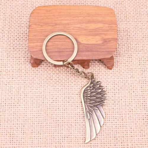 20pcs New Fashion Keychain 58x22mm angel wings Pendants DIY Men Jewelry Car Key Chain Ring Holder Souvenir For Gift