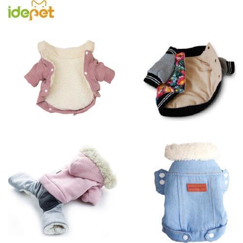 2019 Warm Dog Jacket Puppy Pet Dog Clothes For Dogs Coat Thicken Winter Jeans Costume Denim Pet Outfits Poodle Chien Clothing 35