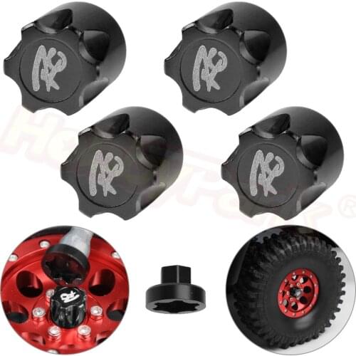4PCS Aluminum RC Car Wheel Rim Center Cap Adapter M4 Nut for 1/10 RC Crawler Traxxas TRX4 Axial SCX10 90046 D90 Redcat Gen7