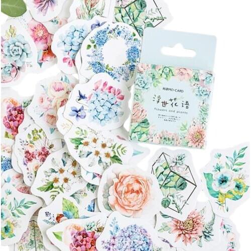 46pcs/lot Beautiful Flower language diary scrapbooking label sticker mini paper sticker decoration DIY album