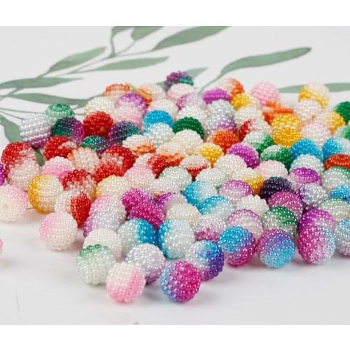 50pcs/lot 10mm Double Colored Acrylic Bayberry Beads Round Imitation ABS Pearl Beads For Jewelry Making DIY Accessories