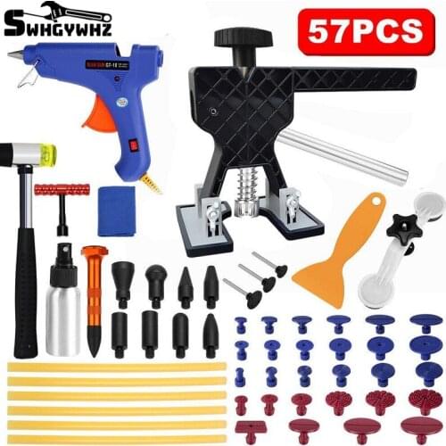 57PCS Paintless Dent Puller Lifter Hail Removal Car Body Glue Sticks Gun Tap Kit
