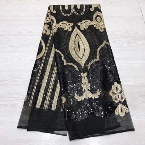 African Lace Fabric 2021 High Quality Lace Nigerian French Tulle Lace Fabric With Sequined Wedding Dress J35061