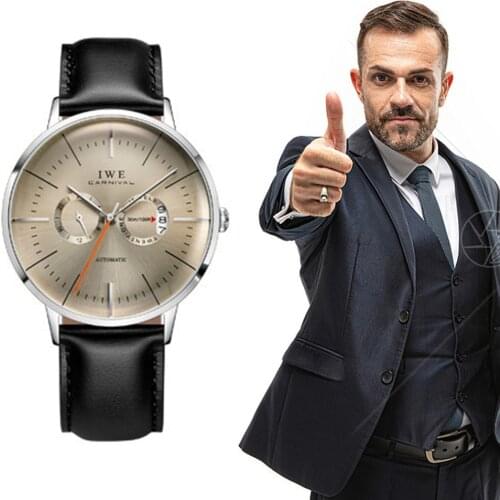 Carnival Brand Luxury Business Watch Men Fashion Calendar Sapphire Automatic Mechanical Wristwatch Waterproof Relogio Masculino