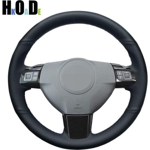 Black Genuine leather Hand Sew Car Steering Wheel Cover for Vectra (C) Zaflra (B) Opel Astra (H) 2004-2009 Signum 2005