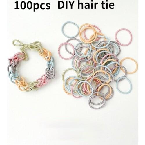 Girls Elastic Diy Hairring Rainbow Lovers Bracelet Mini Size Rubber Bands Solid Color Hair Circle Knitting Hair Accessories