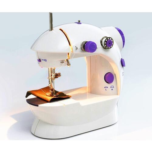 Mini Electric Handheld Sewing Machine Dual Speed Adjustment with Light Foot AC100-240V Double Threads Pendal Sewing Machine