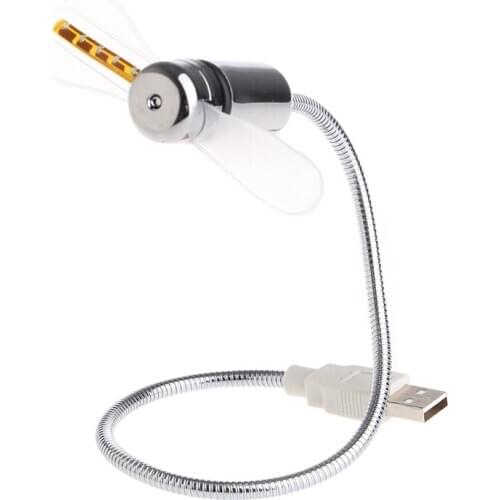 Flexible Soft Blade Colorful LED Light Flash USB Fan Cooling For Notebook Laptop